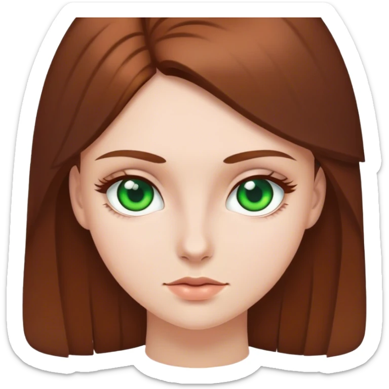 White girl green eyes brown hair sticker