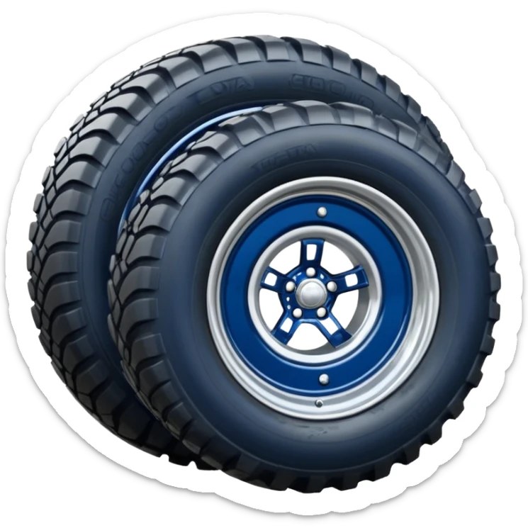 Silver Chrome Tractor tires on glossy dark blue body 2025 Toyota 86 off road rally car  sticker