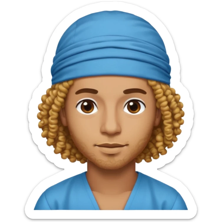 Emoji with Moroccan / Amazingh guy with curly hair, loooking like music artist Central Cee sticker