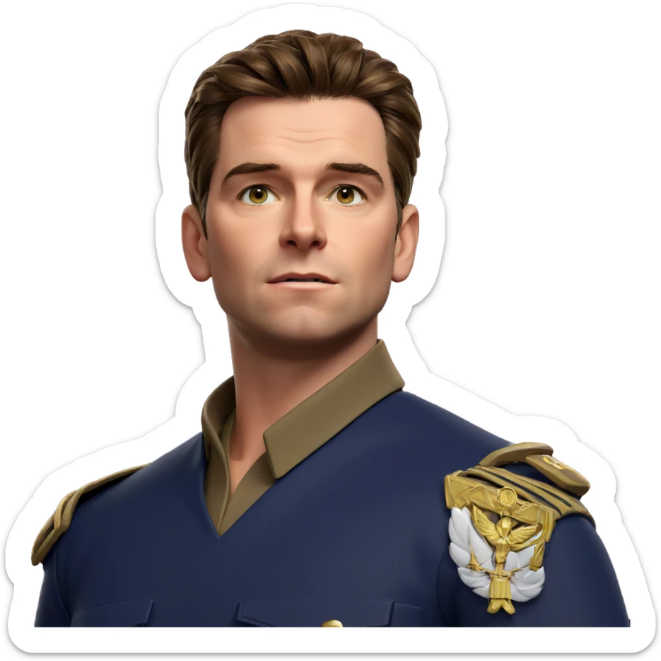 military uniform brown haired boy sticker