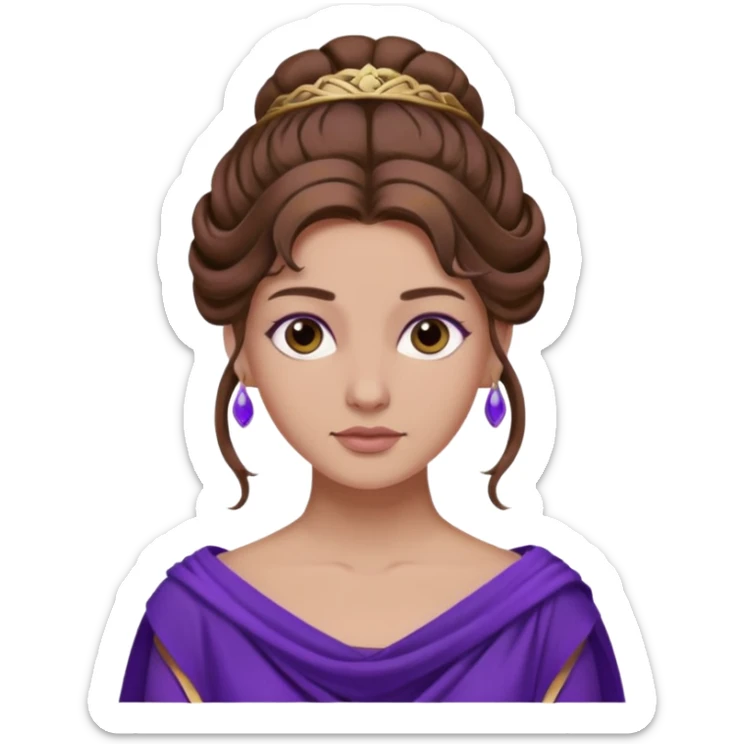 Odysseus' wife Penelope Greek myth brown hair purple cloth half updo sticker