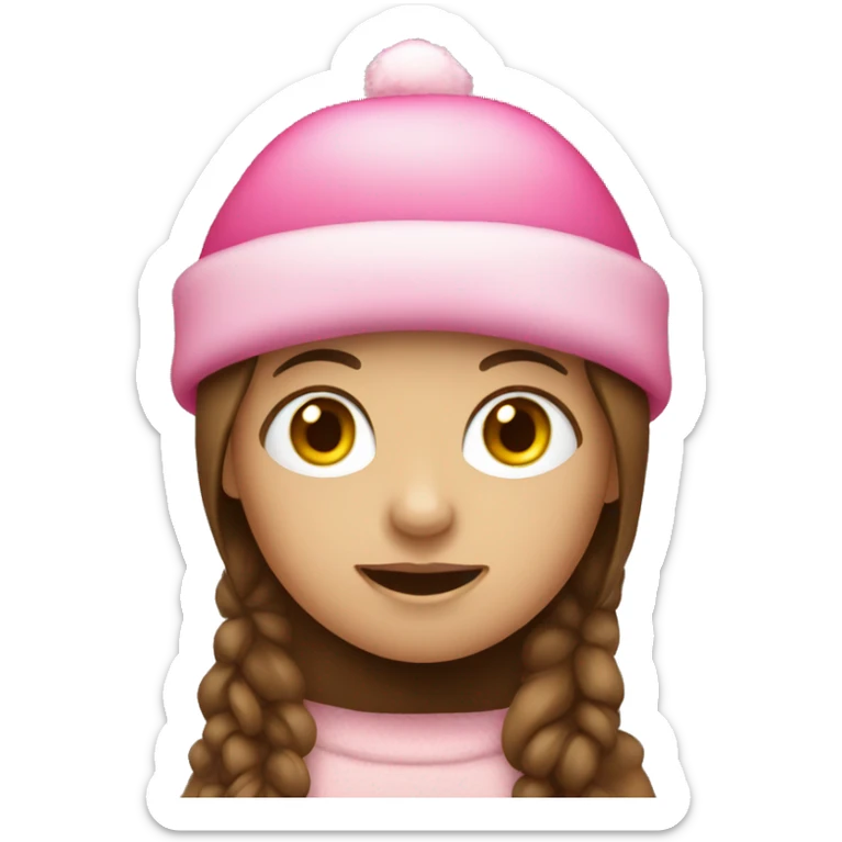 Girl with brown hair and a pink Christmas hat on  sticker