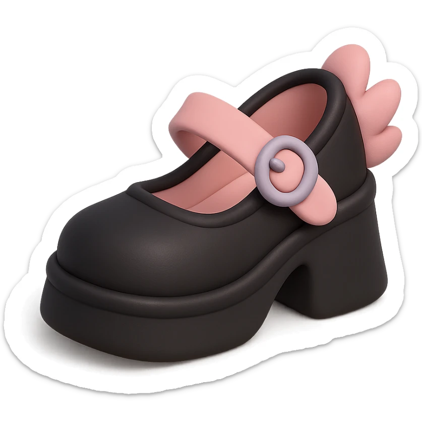 BLACKPINK-inspired gothic shoes, no hearts, soft and round, black and pink sticker