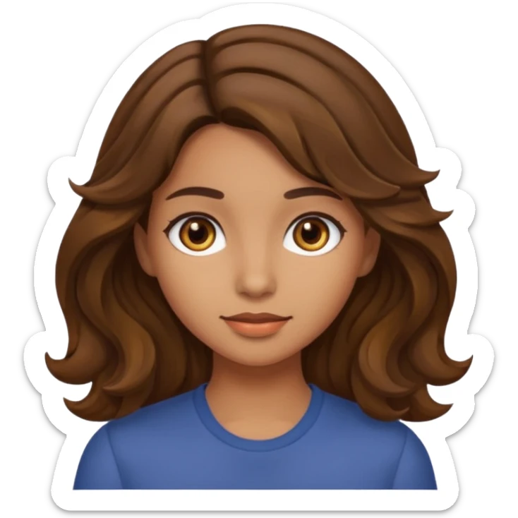 can you please make a girl with olive skin tone, brown hair, brown eyes and wavy hair sticker