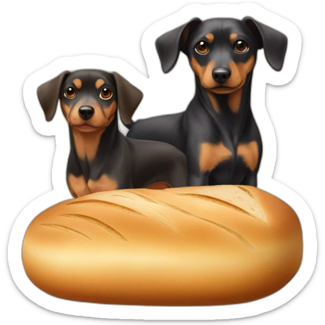 a dog of the zwergpinscher breed and a dog of the Maltese bread sticker