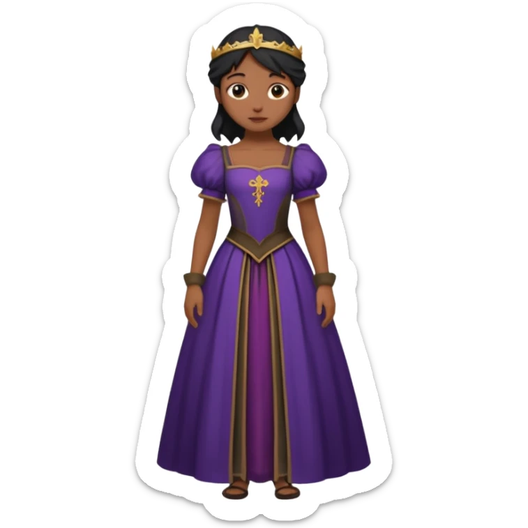 Crea a una chica de pelo corto color negro con vestido medieval sticker