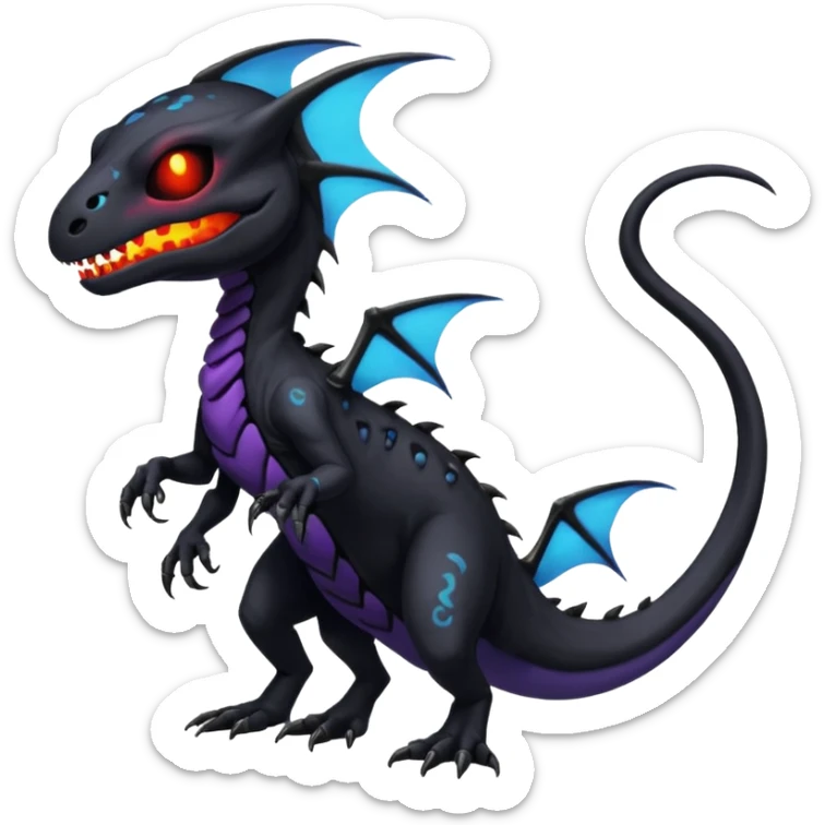 Nebulae Evil Spooky Salandit-Duskull-Noibat-Fakémon-hybrid-creature (full body)  sticker