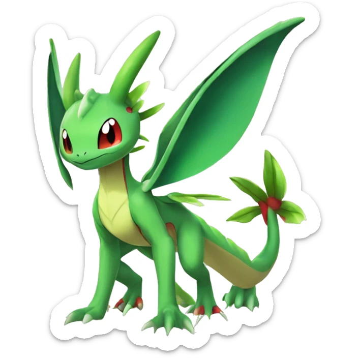 Anthro Cool Edgy Legendary Colorful Shy Shiny Fakemon-Pokémon-Flygon-Fantasy-Creature With Full Body Detailed High Quality sticker