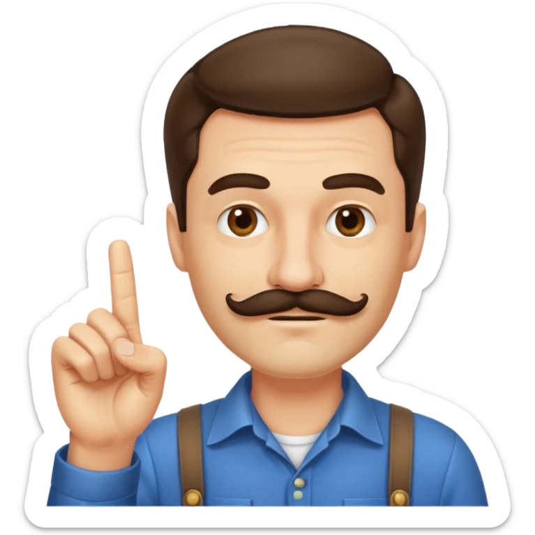 un uomo baffuto spocchioso con il dito alzato e con sguardo compiaciuto da chi la sa lunga sticker