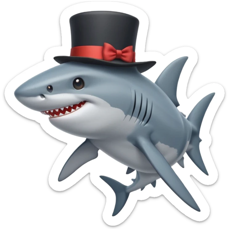 Shark with a top hat sticker