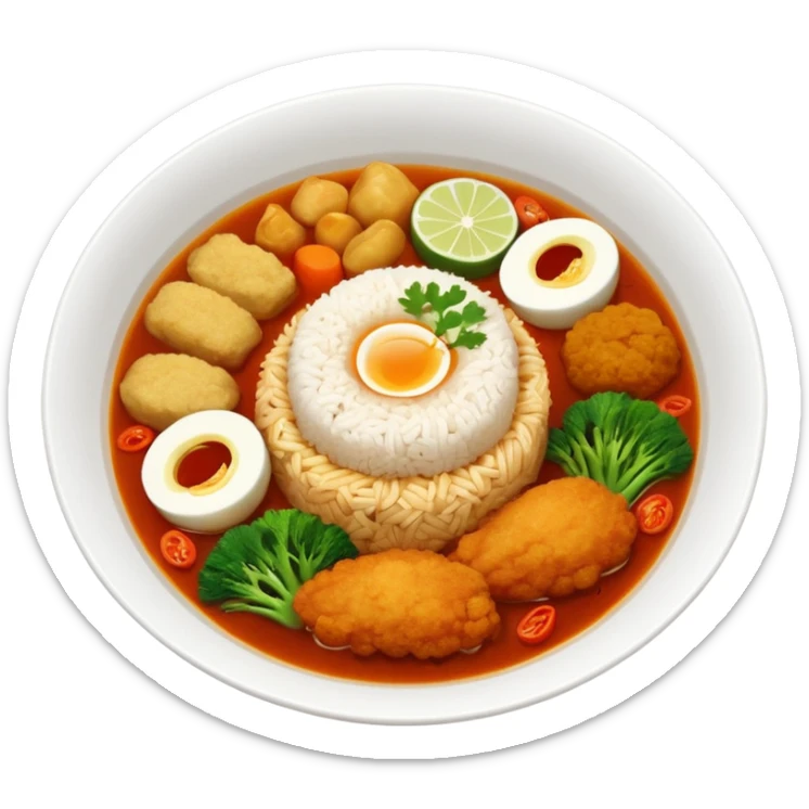 Nasi + Kuah tomyam + Ayam goreng + Sup sayur sticker