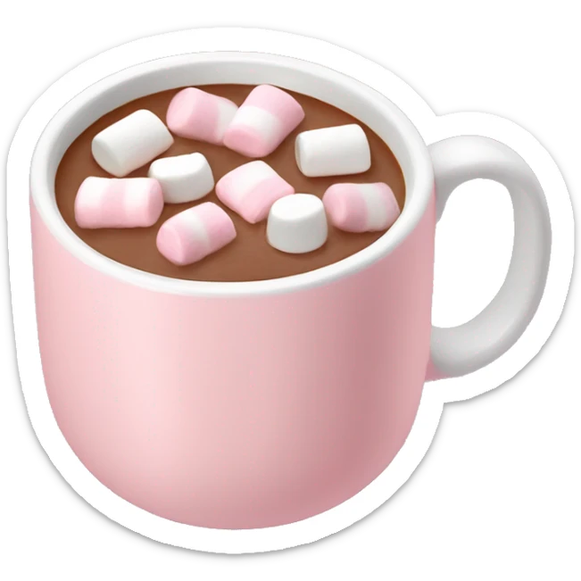 Light Pink mug of hot chocolate with marshmallows  sticker