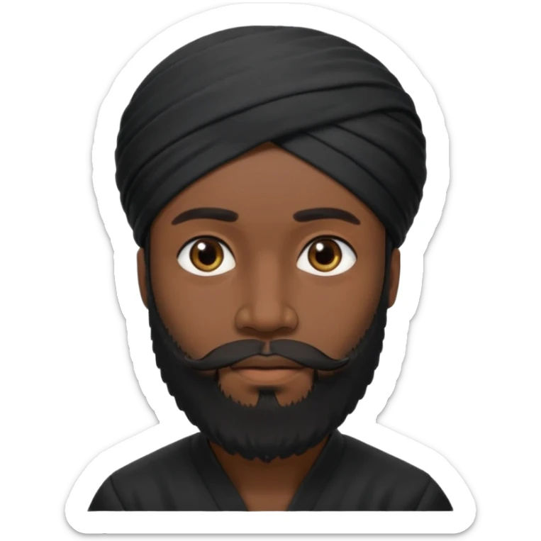Make me an emoji of a man wearing a black turban and a beard. sticker