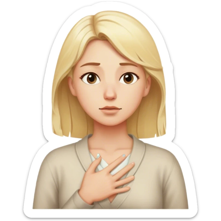 a blonde woman in a 2 crossroads in front of her places a hand on their chest, taking a deep breath before choosing the light path, symbolizing their decision to respond instead of react with peace. light sticker