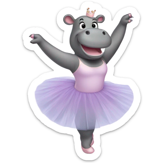 Ballerina hippo sticker