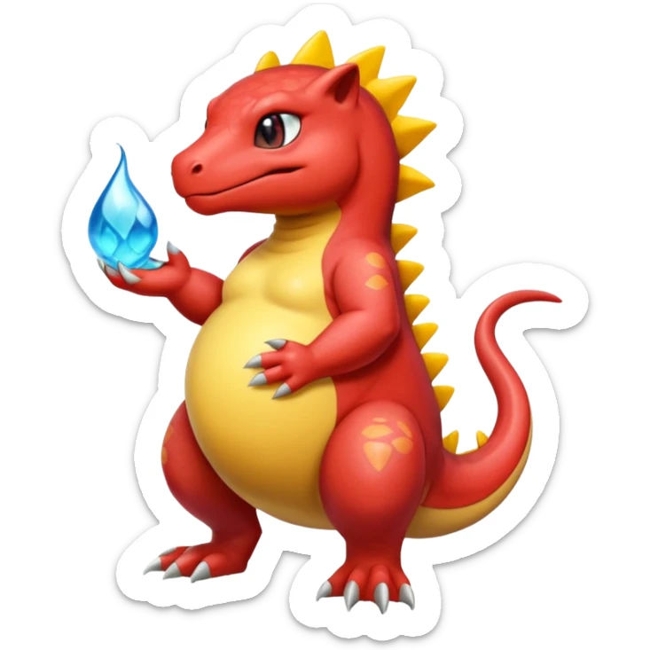 Big fat chubby slimy gooey glossy oily pregnant Charmeleon-Zeraora-Salandit-fusion sticker
