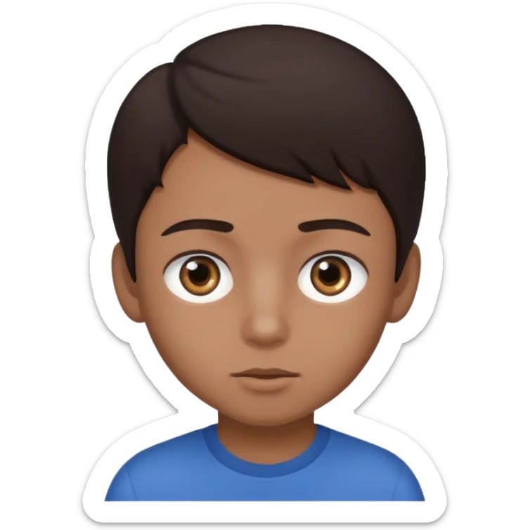 Dark brown hair, make the boy mixed race and is a boy and make his eye a bit smaller sticker