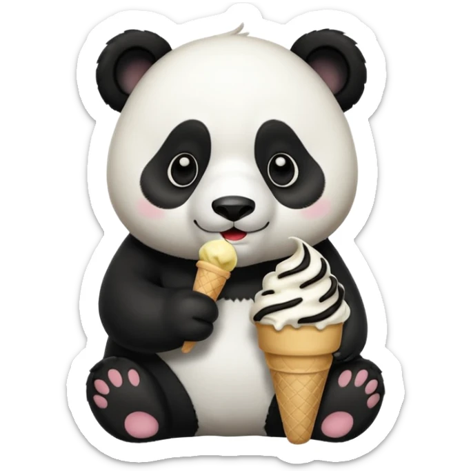 Panda eating ice cream sticker