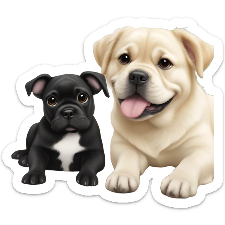 English cream golden retriever and an oreo colored frenchie as best friends sticker