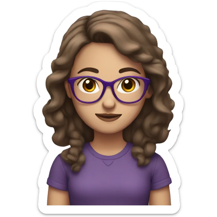 Girl who has brown hair and purple glasses sticker