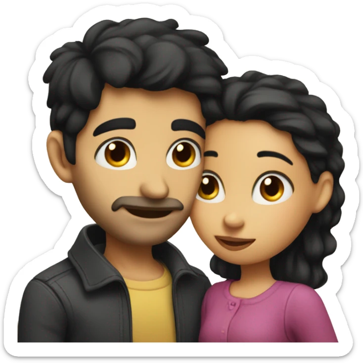 A man with dark hair kisses a girl with dark hair sticker