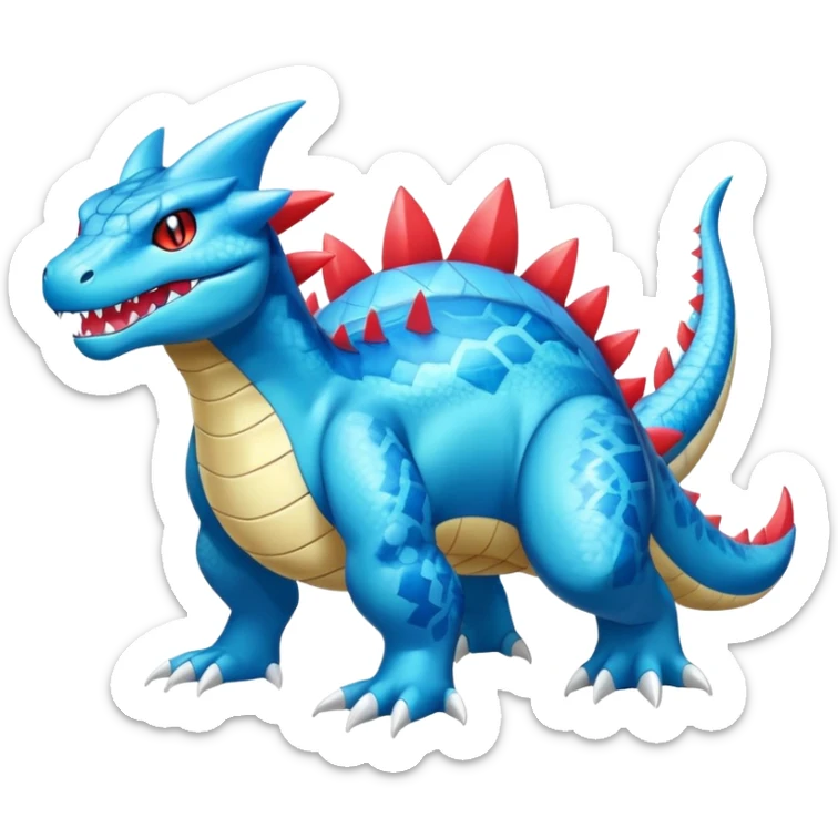 Shiny Exotic Colorful epic Gabite-Salamence-Koraidon-Feraligatr-Fakémon-hybrid-creature (full body)  sticker
