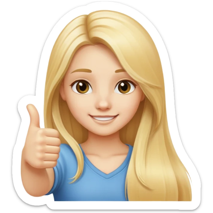 Girl with long blonde hair giving the thumbs up sticker