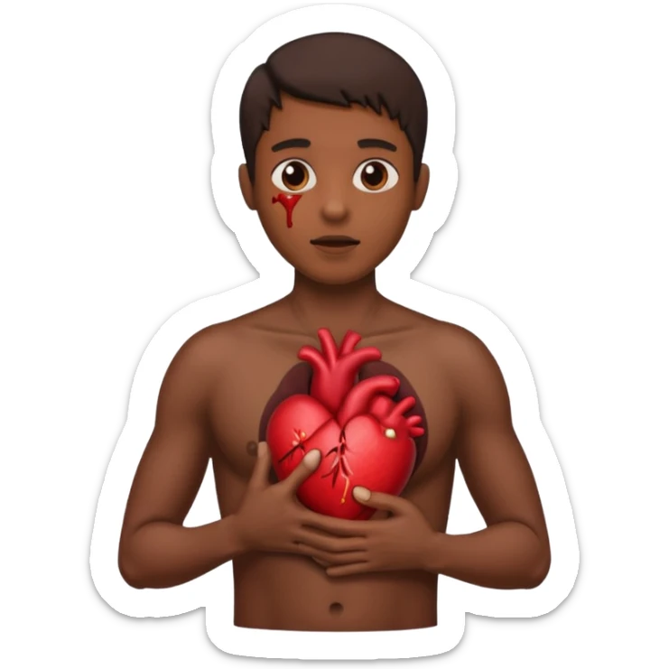Holding heart out of chest brown skin person sticker