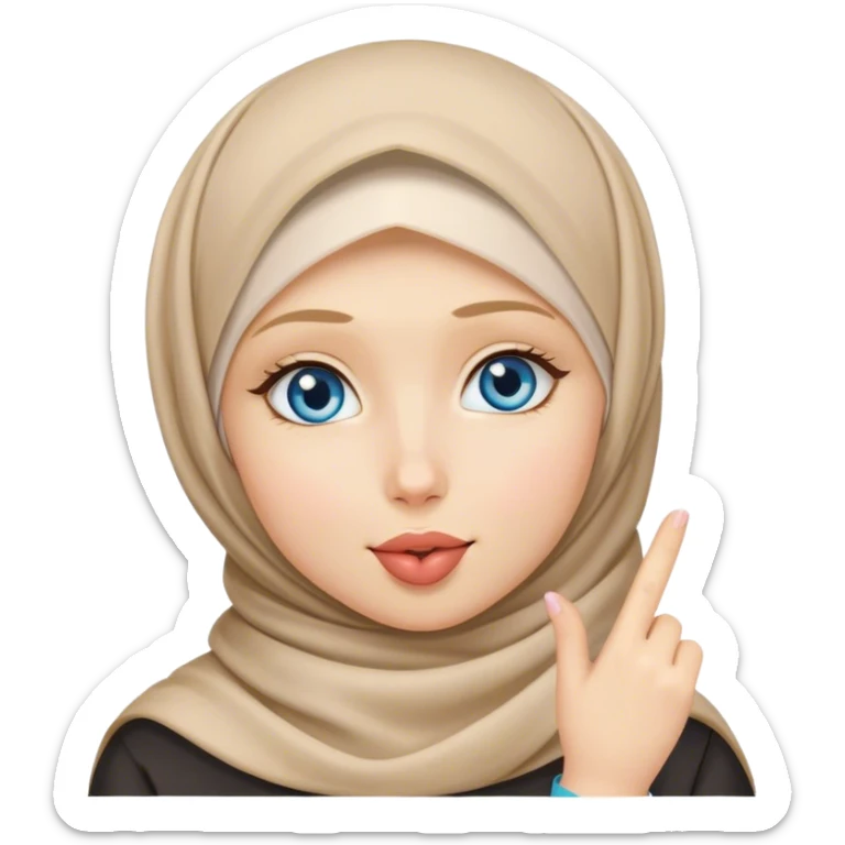 Hijab Girl with blond hair blue eyes beautiful finish and sending kisses  sticker