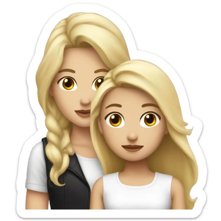 blonde hair girl wearing black kissing brown hair girl wearing a white vest  sticker