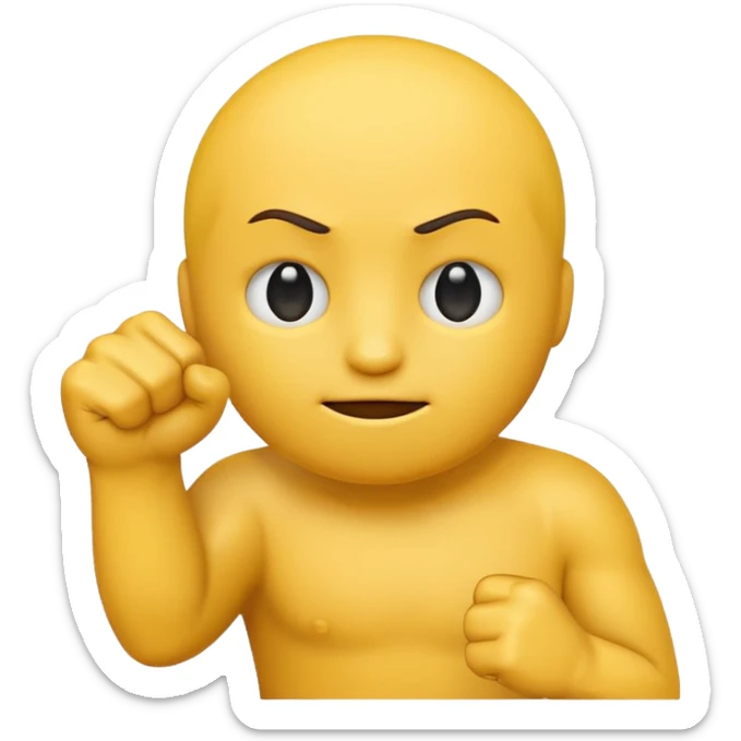 make just the simple yellow emoji with a fist infront of him and a strait face sticker