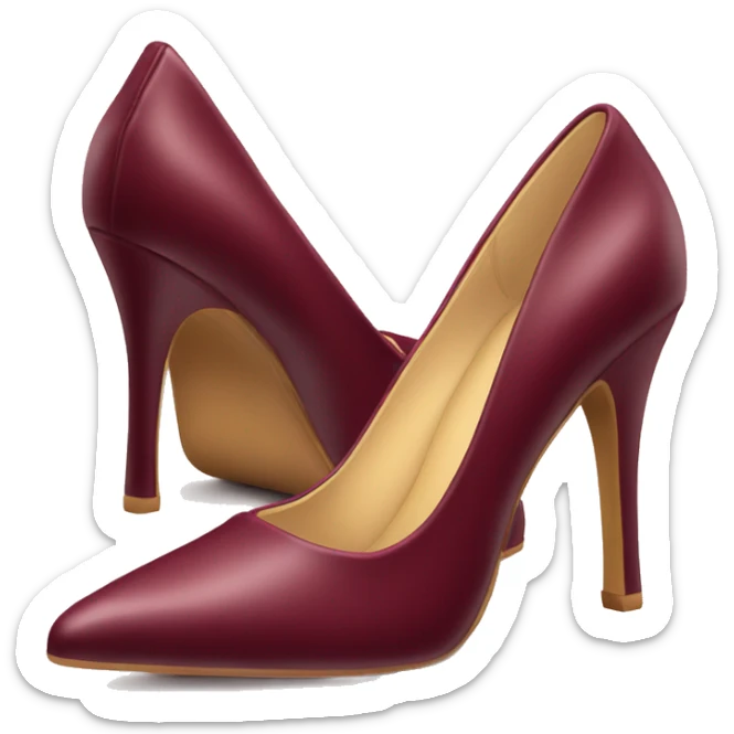 Realistic isolated pair of burgundy pointed toe high heel shoes sticker
