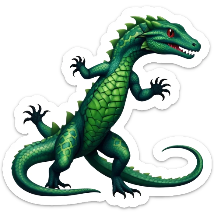 a dark gothic edgy reptilian salandit-vernid-fionbri-creature with splash patterns full body sticker