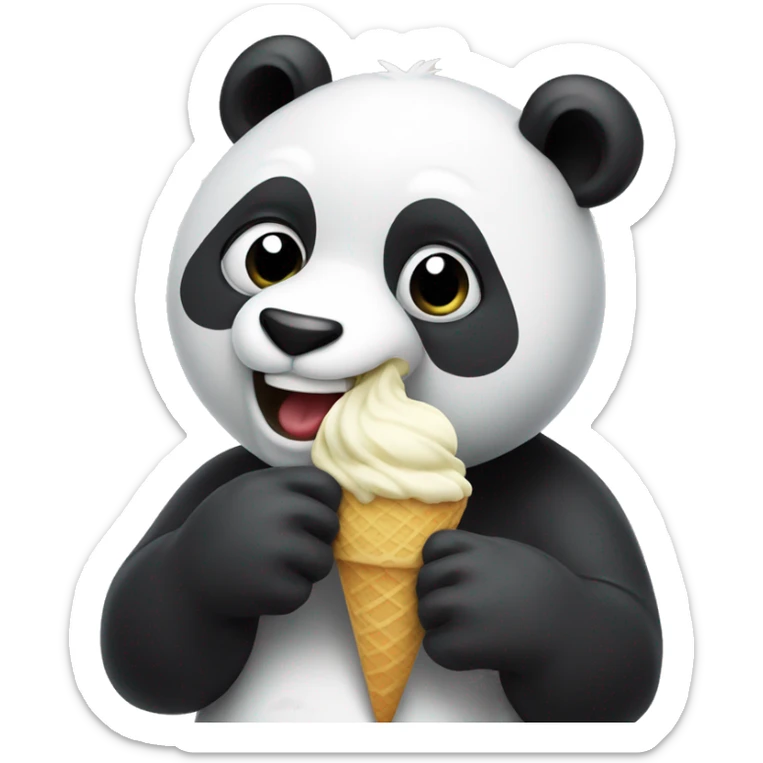 Panda eating ice cream sticker