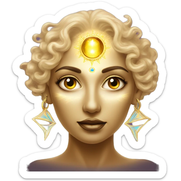 Pleiadian radiant diva woman female golden third eye sticker