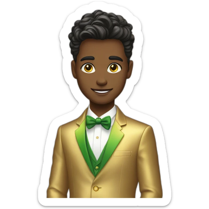 Posh-boy-with-golden-suit-and-green-eyes-and-rainbow-unicorn-hair sticker