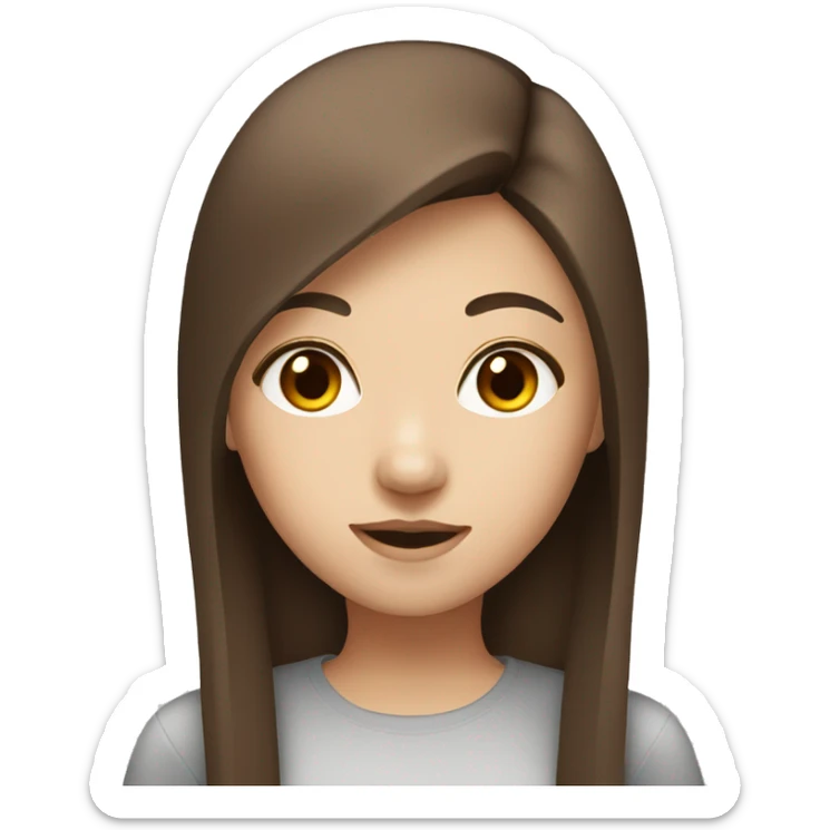 Girl whit straight brown hair and asian eyes sticker