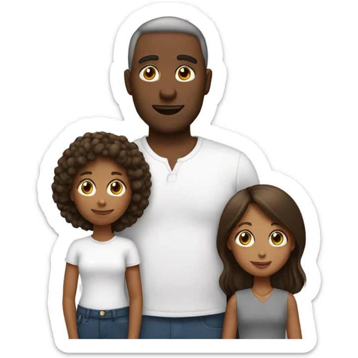 Family of 3- black mum white dad brown girl sticker
