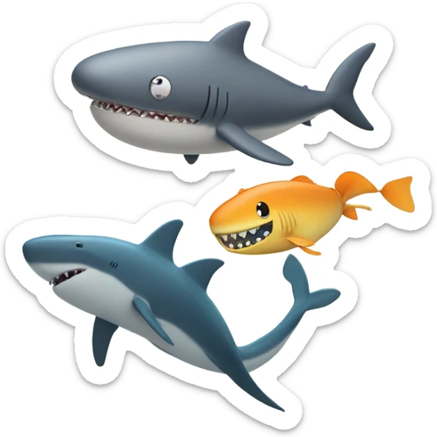 Worm on top of a fish on top of a bigger fish on top of a shark on top of a whale sticker