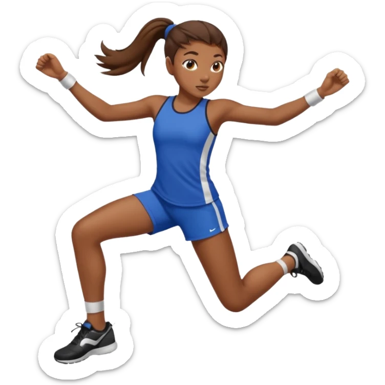 brown-skinned girl with brown hair in a ponytail performing a martial arts kick sticker