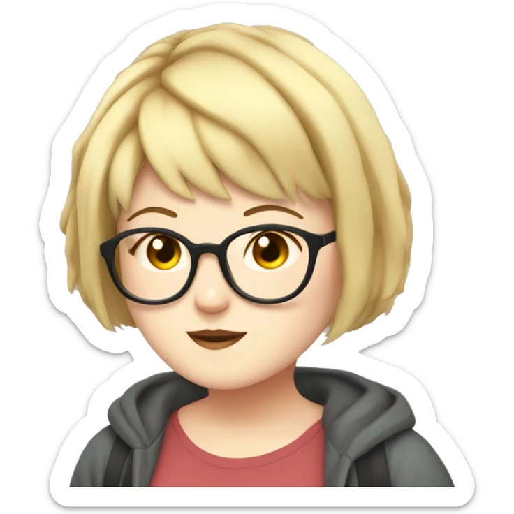 Chubby anime girl with glasses and short blonde hair sticker