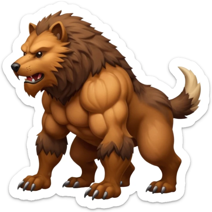 Stocky Quadrupedal Thick-furred Muscular Mountainous Pokémon-Fakémon-Digimon-Creature, (full body) sticker