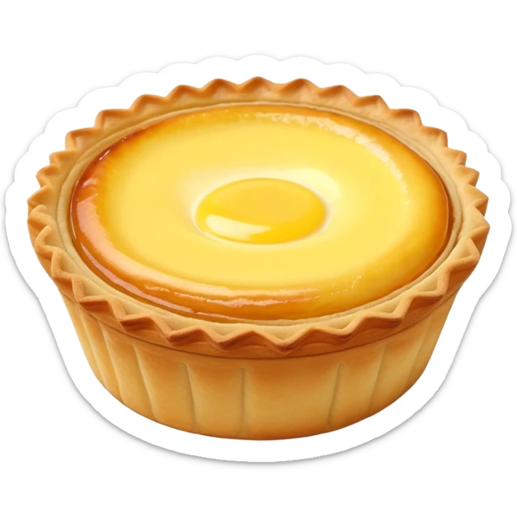 Hong Kong egg tart with flaky crust and yellow custard filling sticker