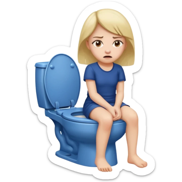 a girl taking a really bad smelly poop on the toilet  sticker