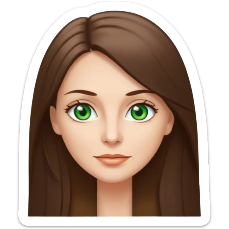 pretty middle age woman with green eyes and long straight ash-brown hair  sticker