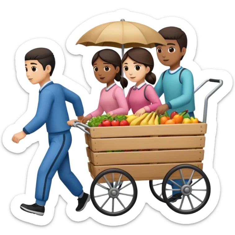 aka uka ichimlik ortilgan aravani olib qochishyapti orqa tarafdan rakurs yuzi ko'rinmasin sticker