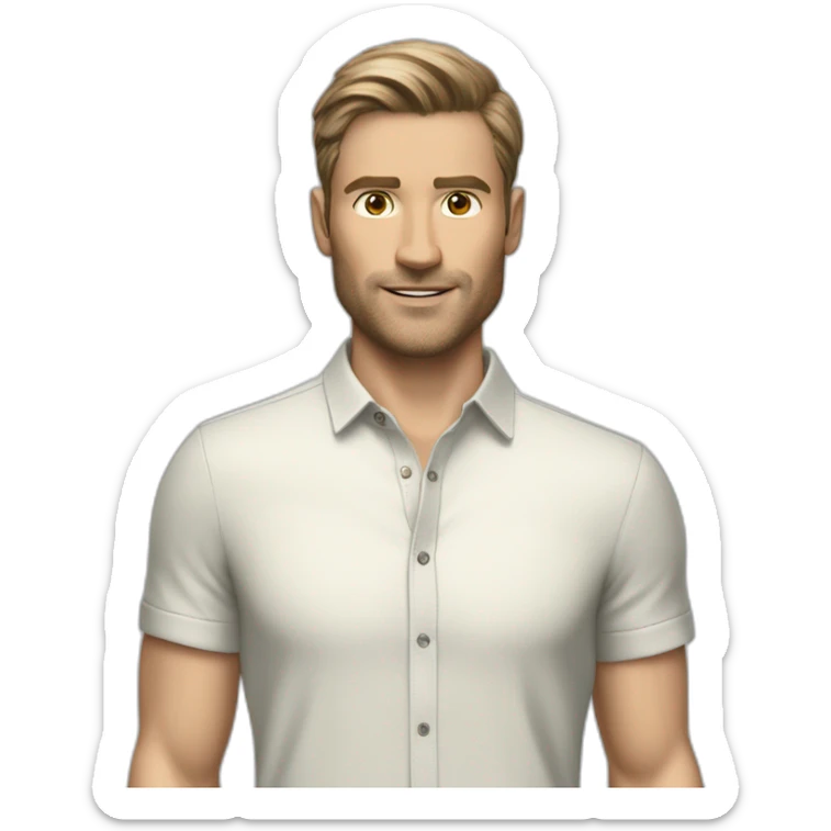 Creame un emoji de un hombre que vista camisa casual de marca HUGO BOSS que sea tipo emoji sticker