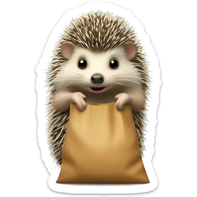 hedgehog with a bag sticker