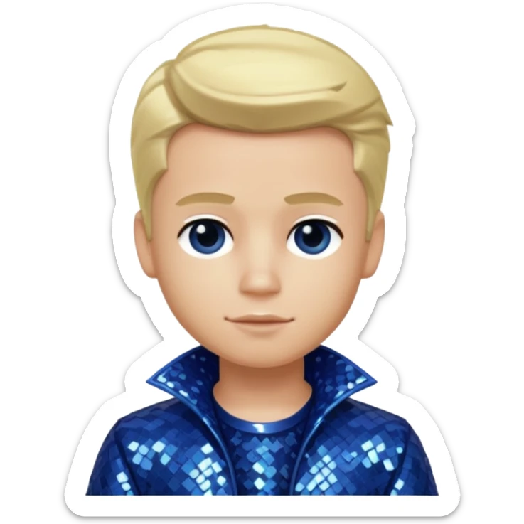 Cameron from Bratz Boyz with blonde hair and dark blue sequin outfit sticker