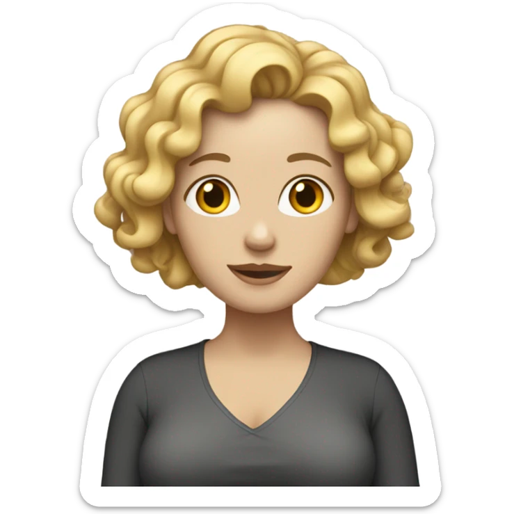 White women blonde curly hair pregnant  sticker